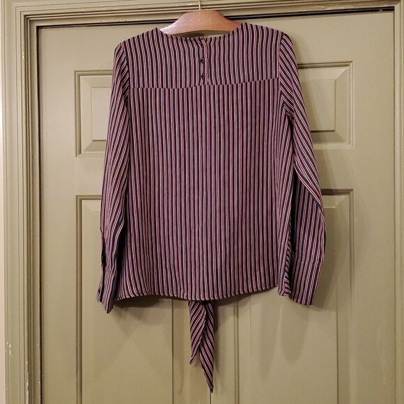 Hem & Thread striped long sleeve tie front long sleeve top - Picture 2 of 9